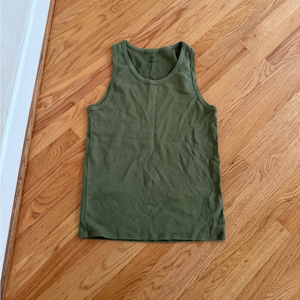 Knickerbocker men’s box knit tank top green olive 100% cotton